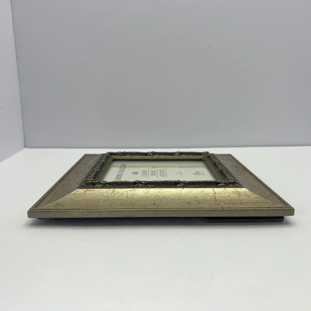 Champagne Silver Square Frame 5x5 Photo Floral Border Ornate Classic Shabby Chic